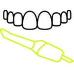 Graphic of clear aligners with scanning machine