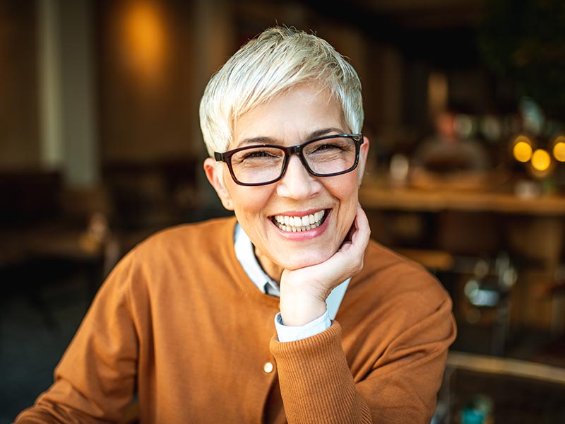 Middle aged woman smiling
