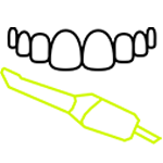 Graphic of clear aligners and scanning machine