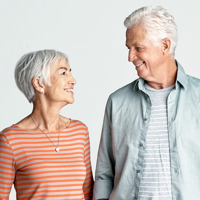 Middle aged couple looking at each other