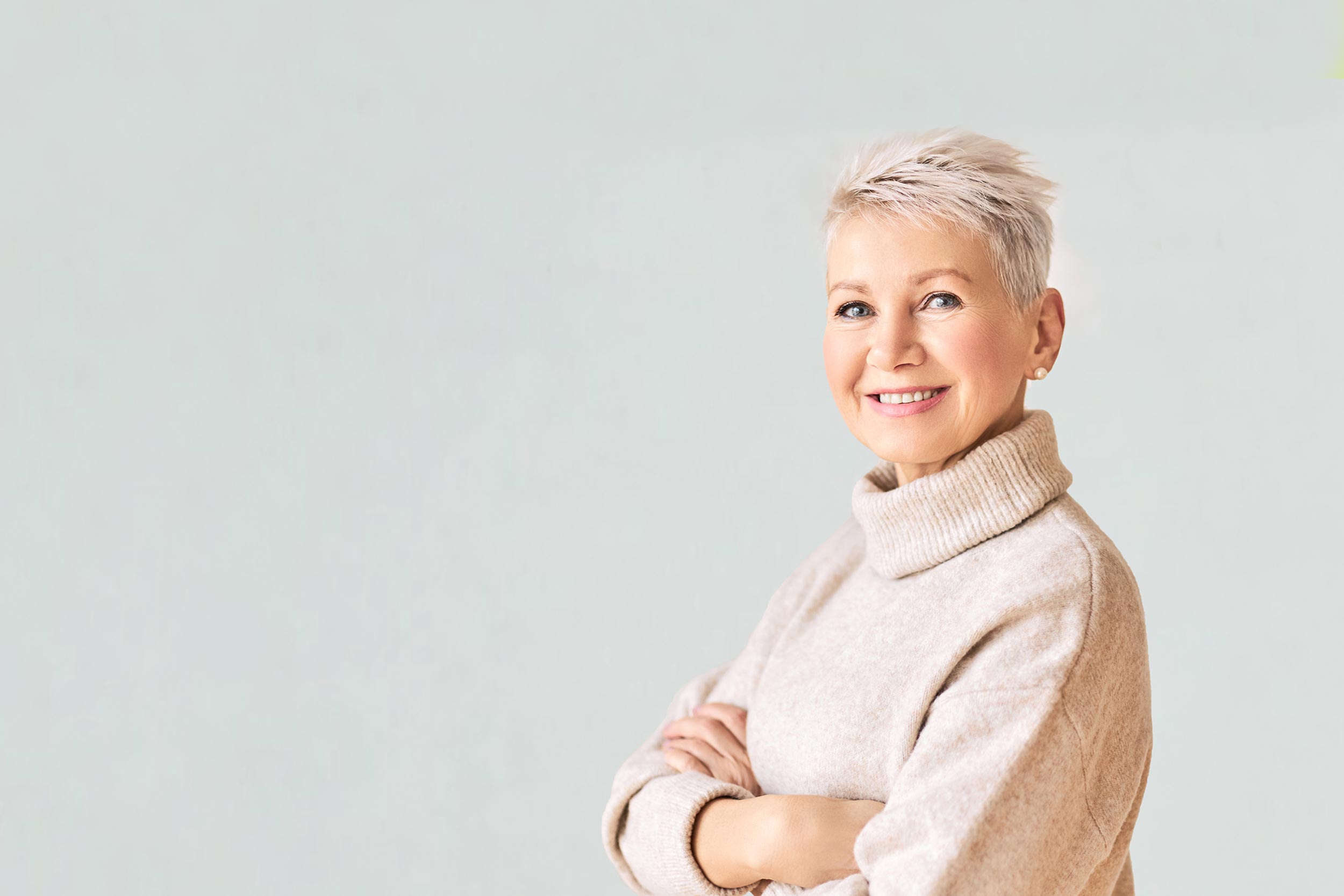 Middle aged woman, smiling